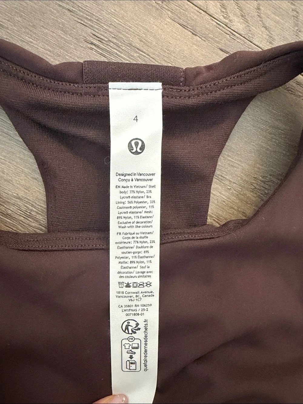 lululemon athletica Brown Espresso Racerback Sports Bra